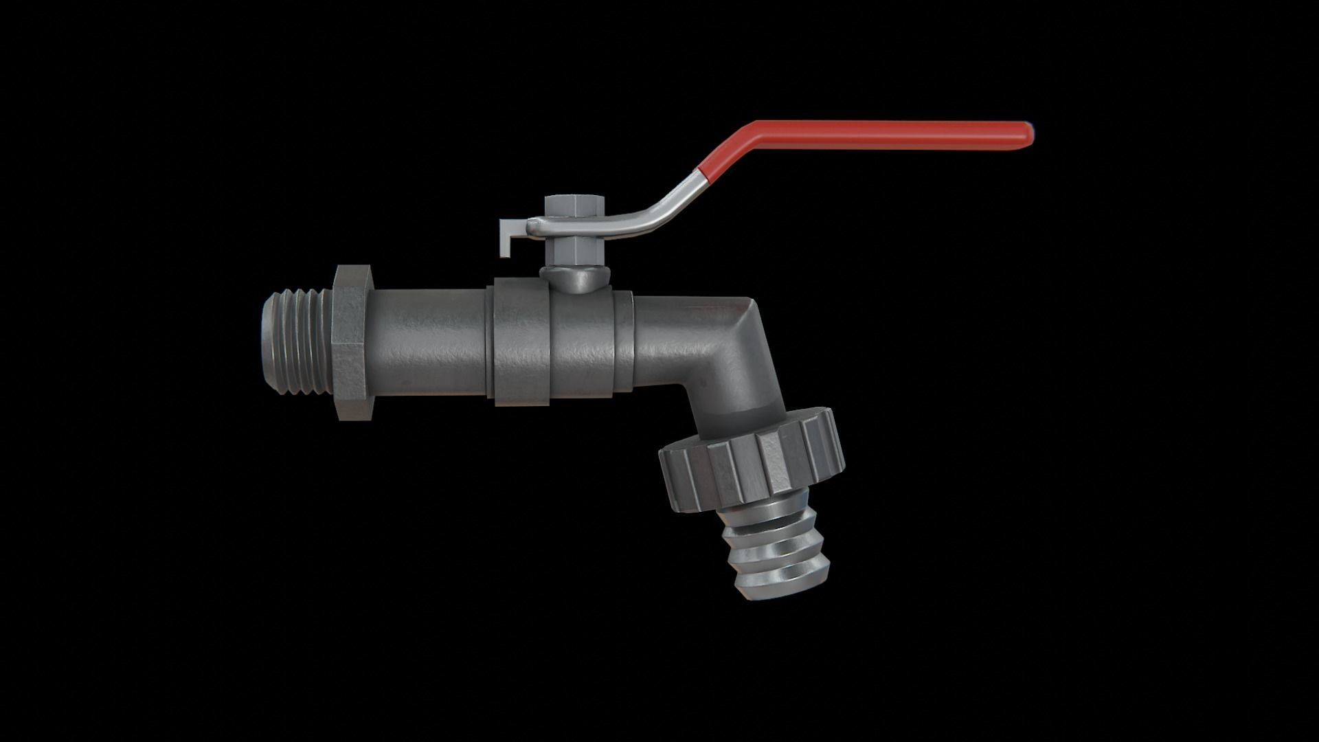 Valve Tap red Low-poly 3D model_2