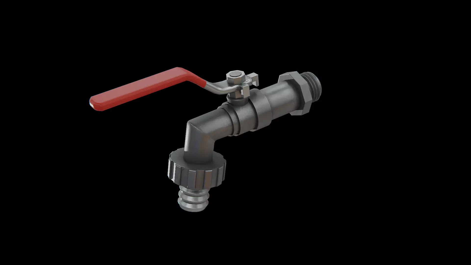Valve Tap red Low-poly 3D model_0