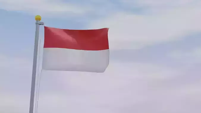Animated Indonesian Flag Low-poly 3D model
