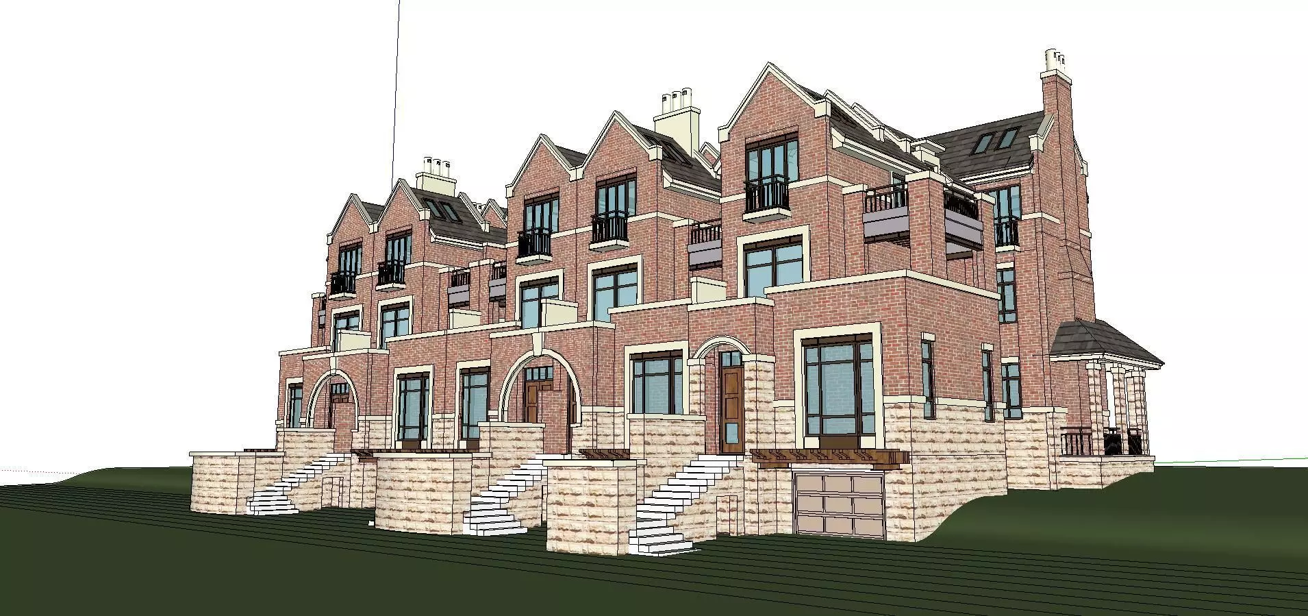 Nobility-History-Castle-Villa-086 front of brick house 3D model