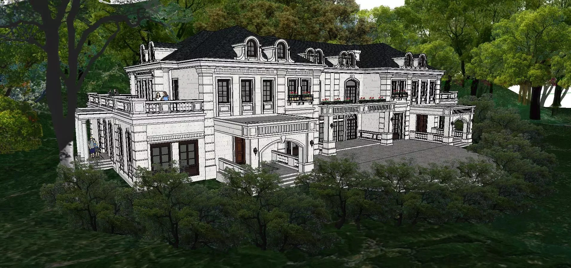 Nobility-History-Castle-Villa-0107 mansion in woods 3D model