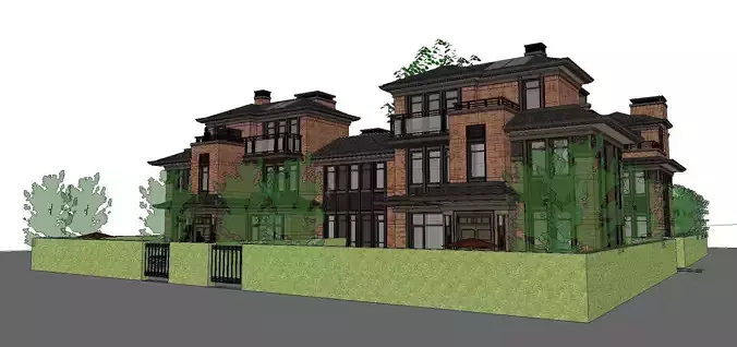 Nobility-History-Castle-Villa-0113 brick house with trees on side