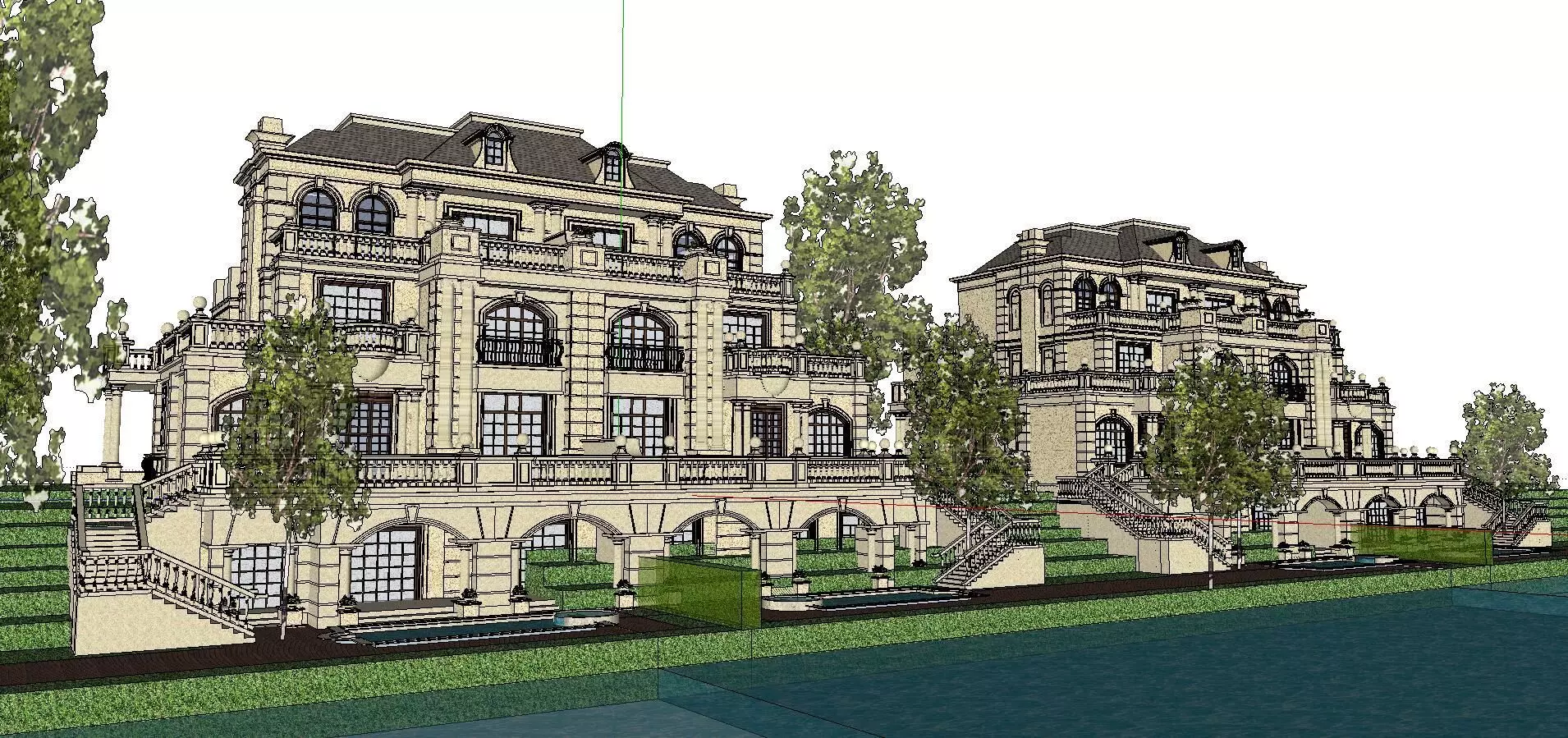 Nobility-History-Castle-Villa-0127 mansion near water 3D model