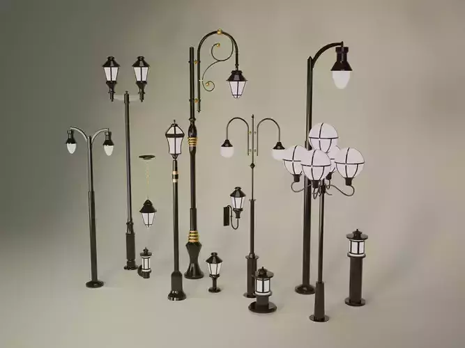 Street Lighting Set 3D model