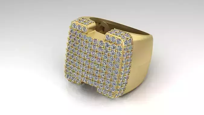 hip hop Ring with a lot off diamonds 3D print model