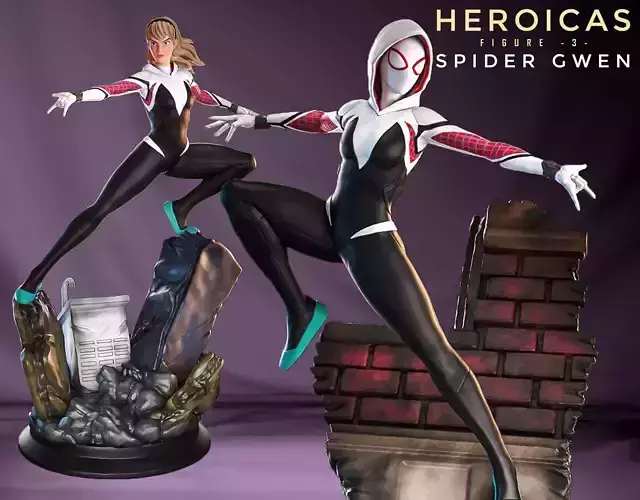 Heroicas - Figure 3 - Spider Gwen - STL - 3D Print 3D print model