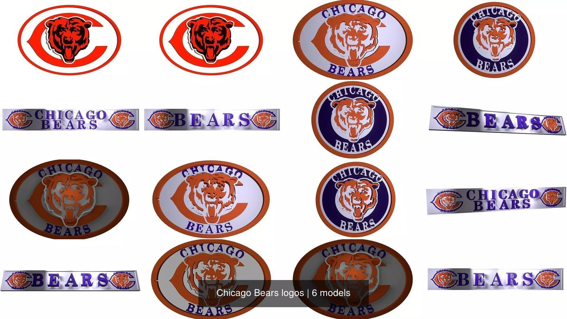 Chicago Bears logos 3D Model Collection_0