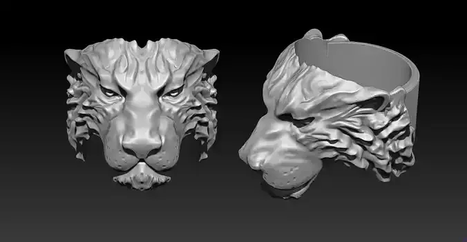 Detailed King Chief Boss Alpha Tiger Ring