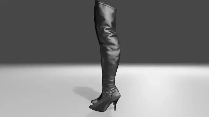 Leather female boots - woman shoes Low-poly 3D model