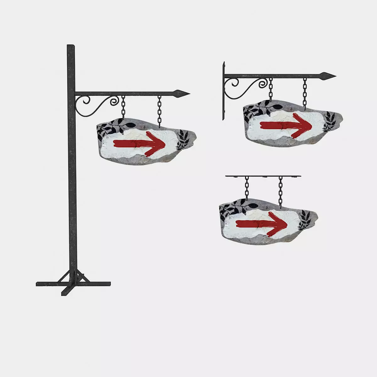 old wooden arrow sign 02 3D model Low-poly 3D model