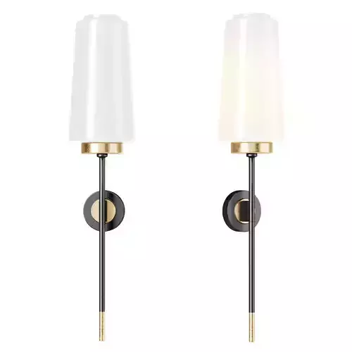 Pair French Glass and Brass Sconces by Stilnovo
