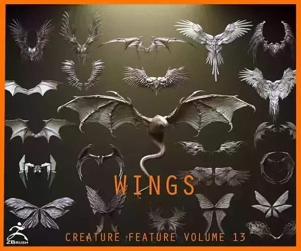 WINGS - 33 CREATURES MESHES 3D model