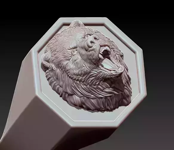 Bear Ring  Silver Gold  Print