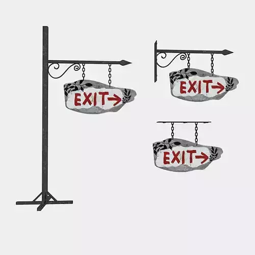 old wooden exit sign 02 Low-poly 3D model