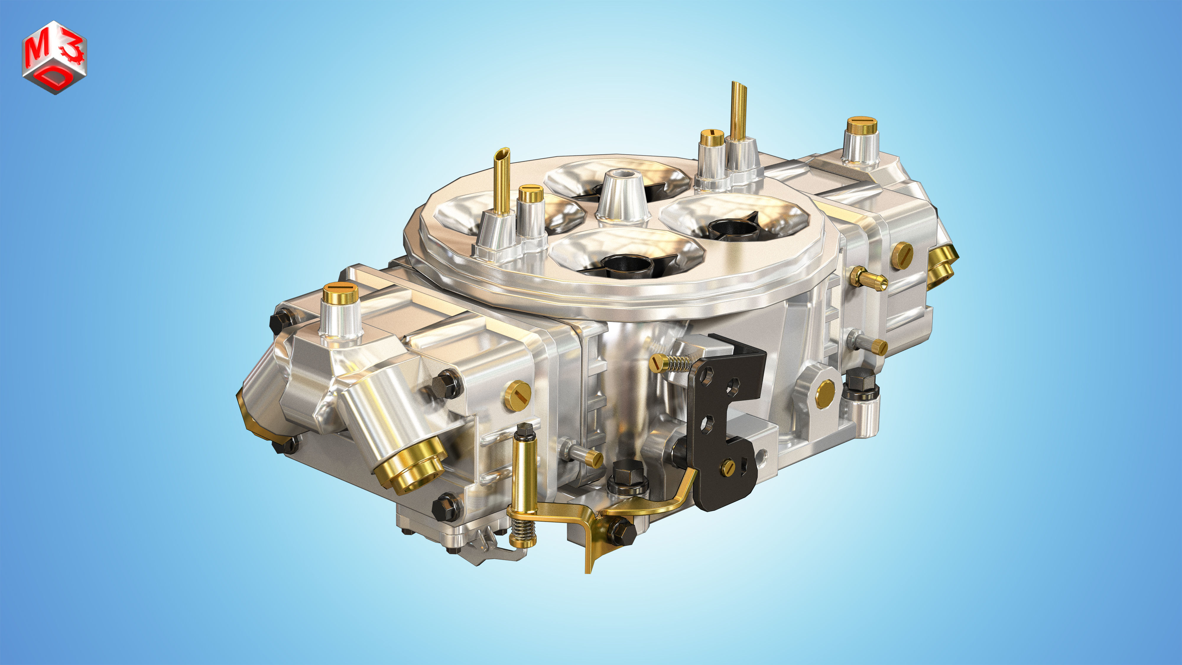 Muscle Car Engine - V8 Muscle Engine Four Low-poly 3D model_14