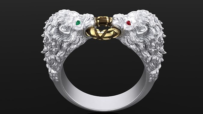   ring couple Kind Lions 3D print model