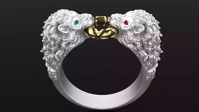   ring couple Kind Lions 3D print model
