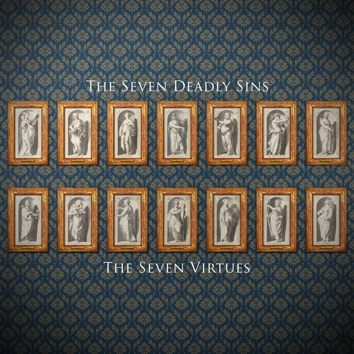 Seven Deadly Sins - Seven Virtues - antique wall art Low-poly 3D model