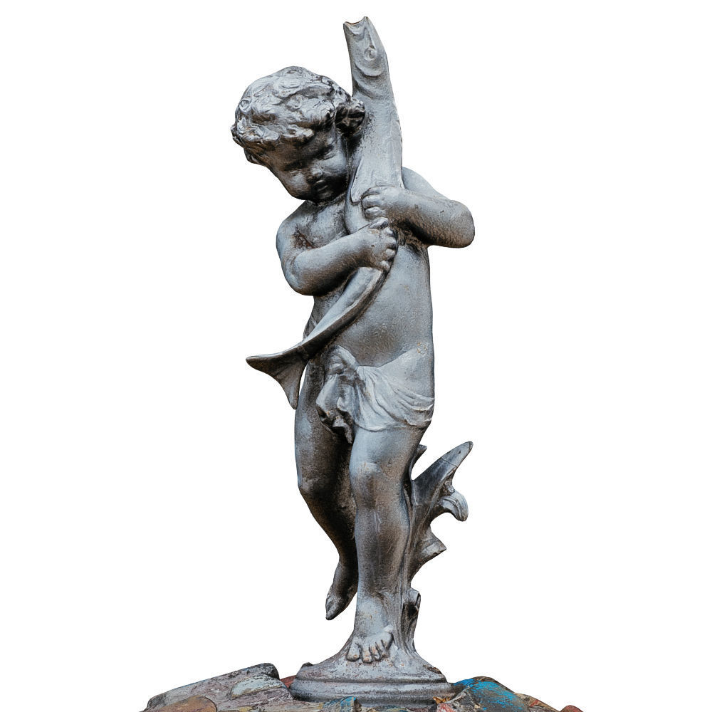 Sculpture for the Fountain Boy Holding a Big Fish in His Hands 3D model_5