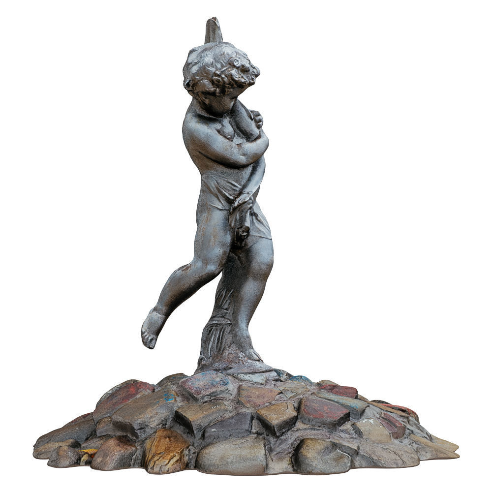 Sculpture for the Fountain Boy Holding a Big Fish in His Hands 3D model_1