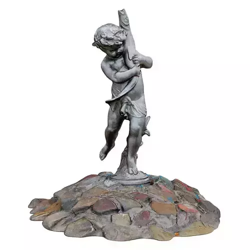 Sculpture for the Fountain Boy Holding a Big Fish in His Hands