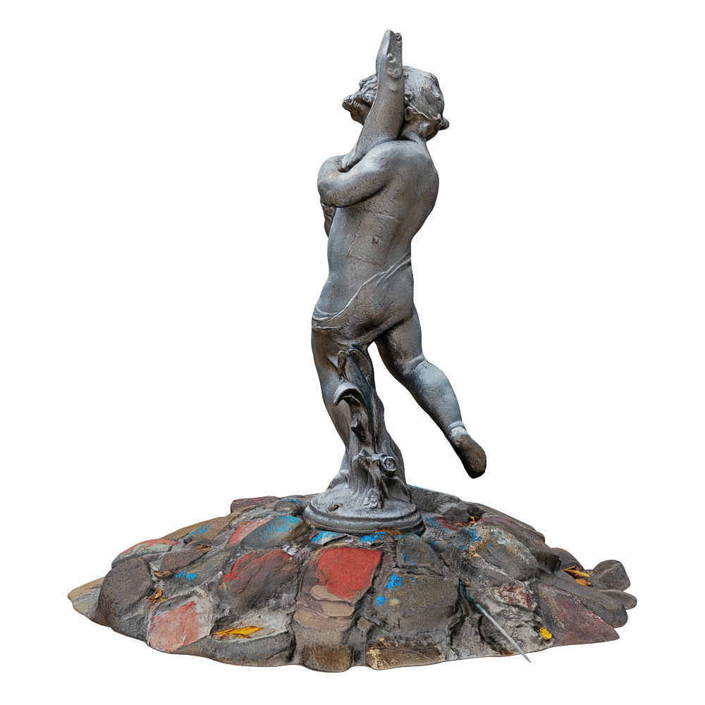 Sculpture for the Fountain Boy Holding a Big Fish in His Hands 3D model_4
