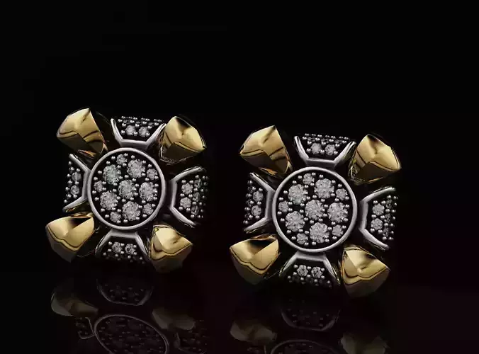 Stylish earrings with diamonds and onyx 568