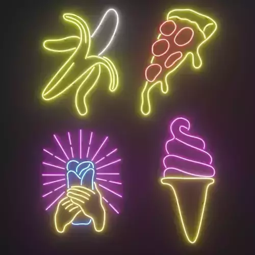Neon Set 1 slice of pizza