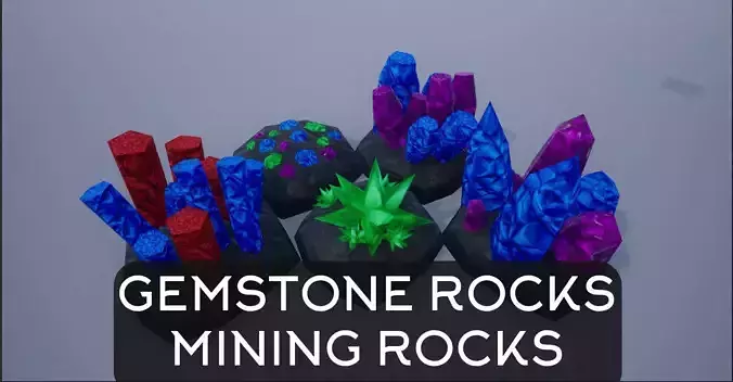 Lowpoly Gemstone-Crystal-Ore Mining Rocks Low-poly 3D model