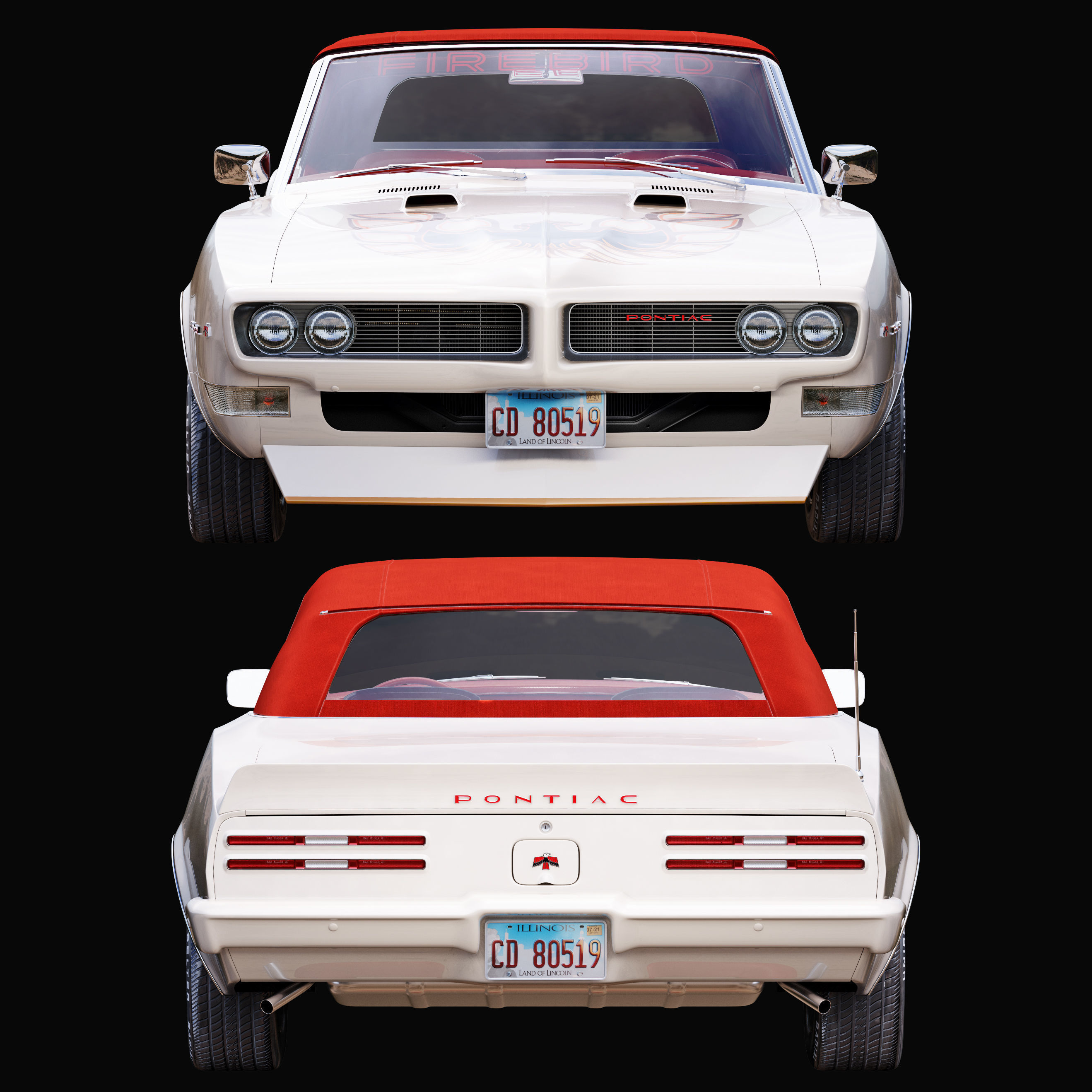 Pontiac firebird 1968 convertible custom 3D model_14