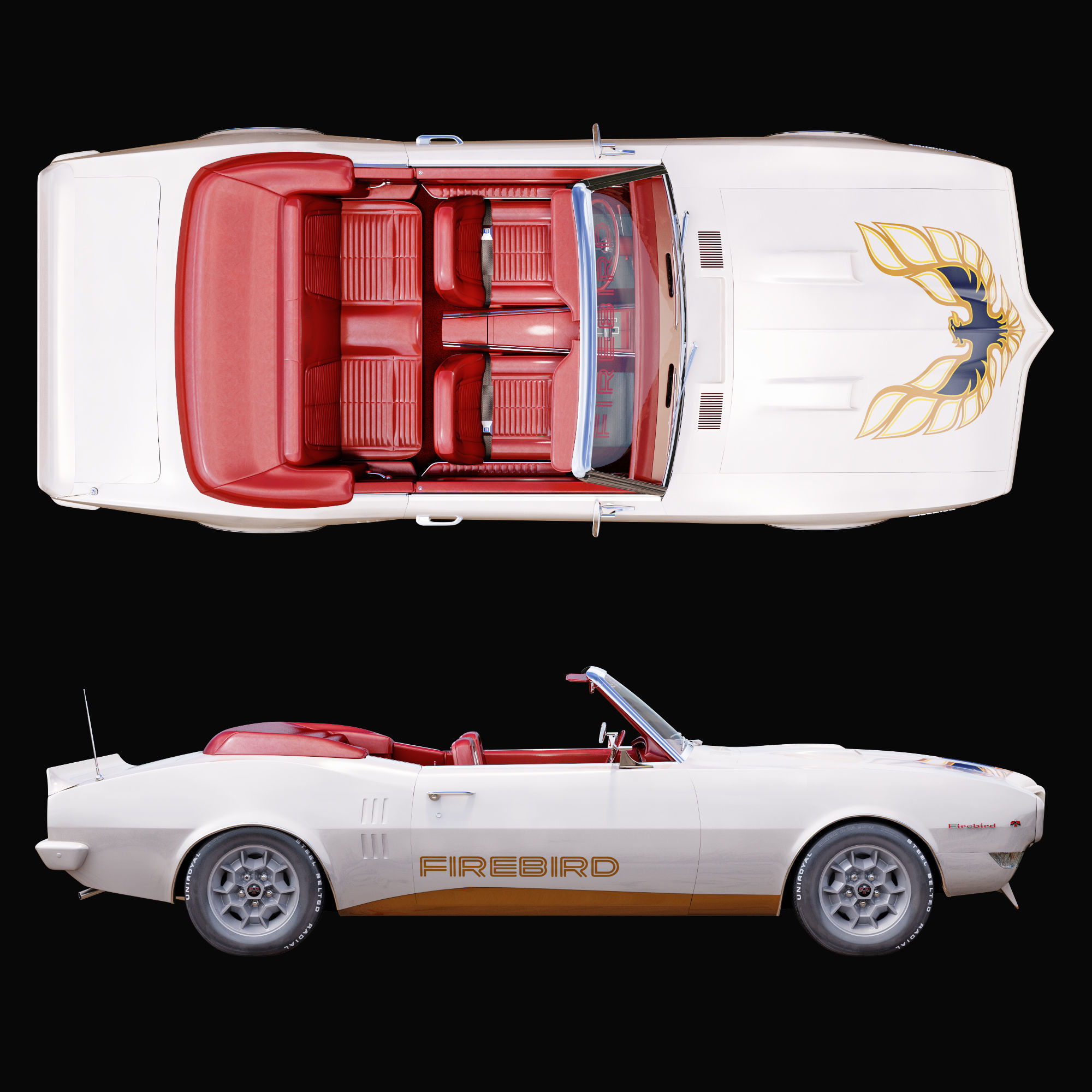 Pontiac firebird 1968 convertible custom 3D model_12