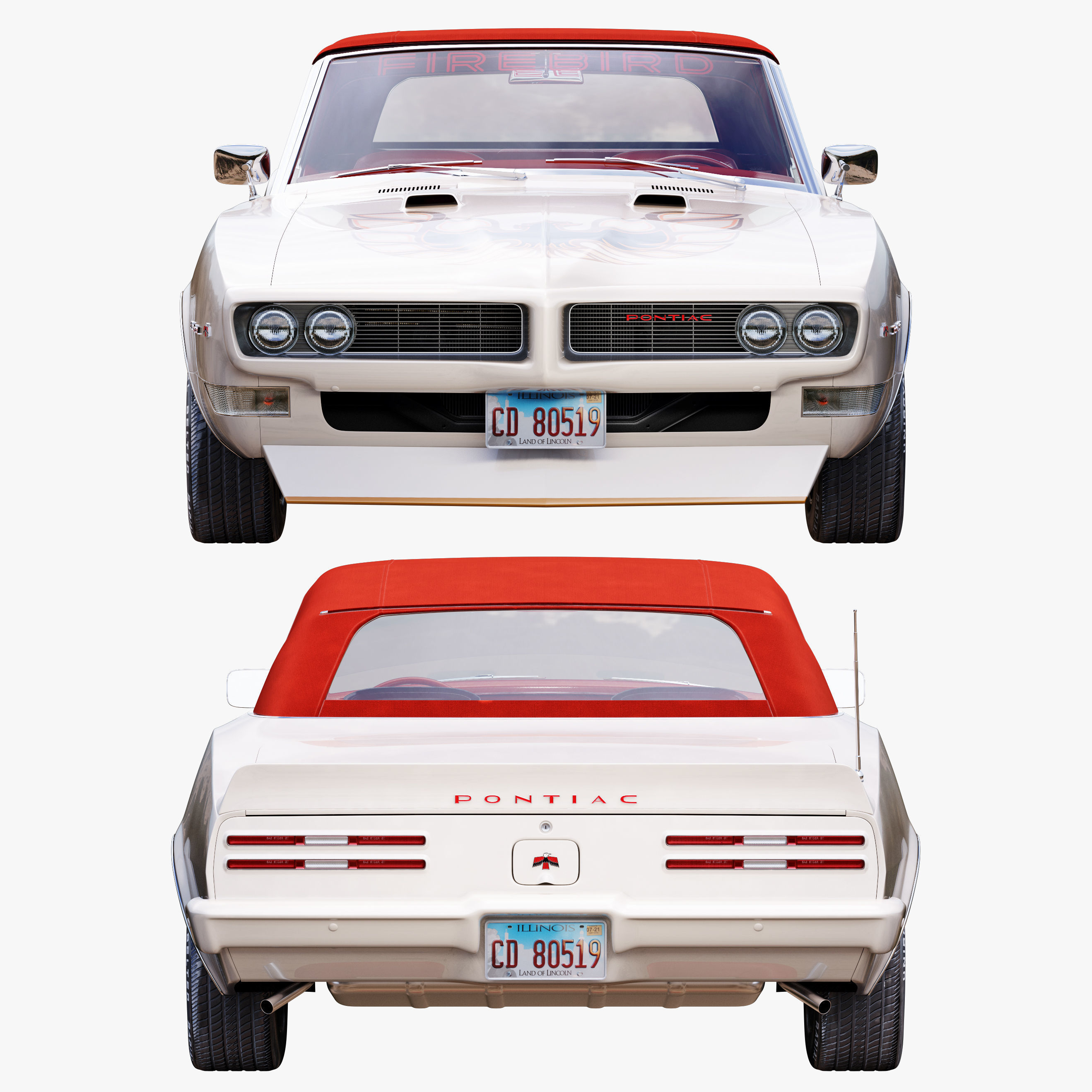 Pontiac firebird 1968 convertible custom 3D model_5