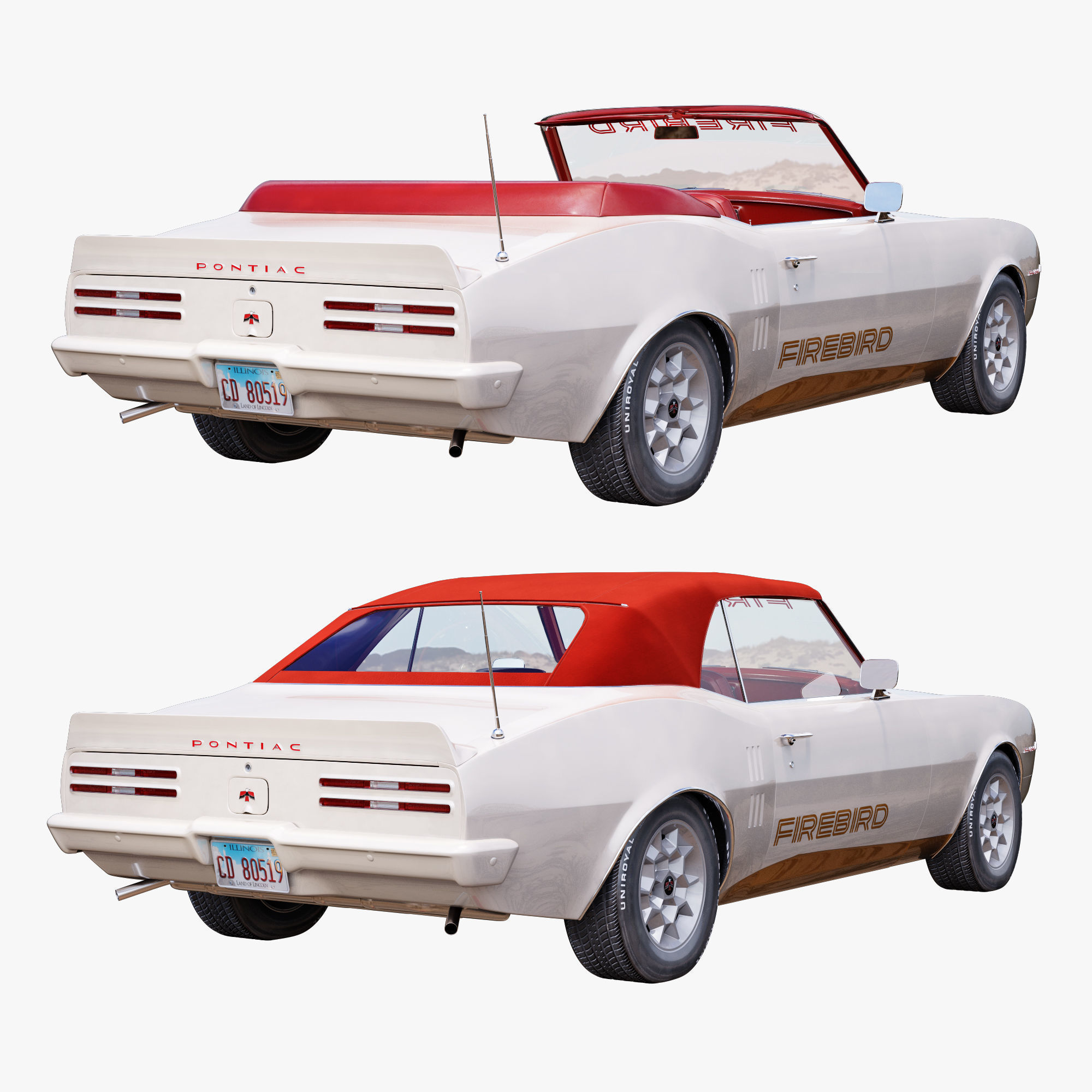 Pontiac firebird 1968 convertible custom 3D model_4