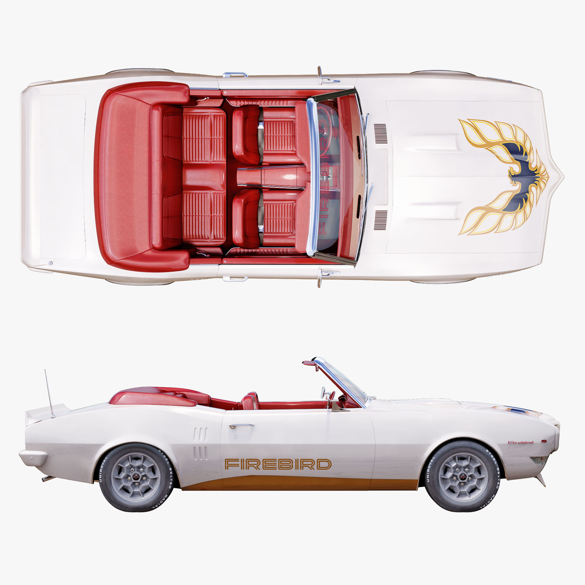 Pontiac firebird 1968 convertible custom 3D model_3
