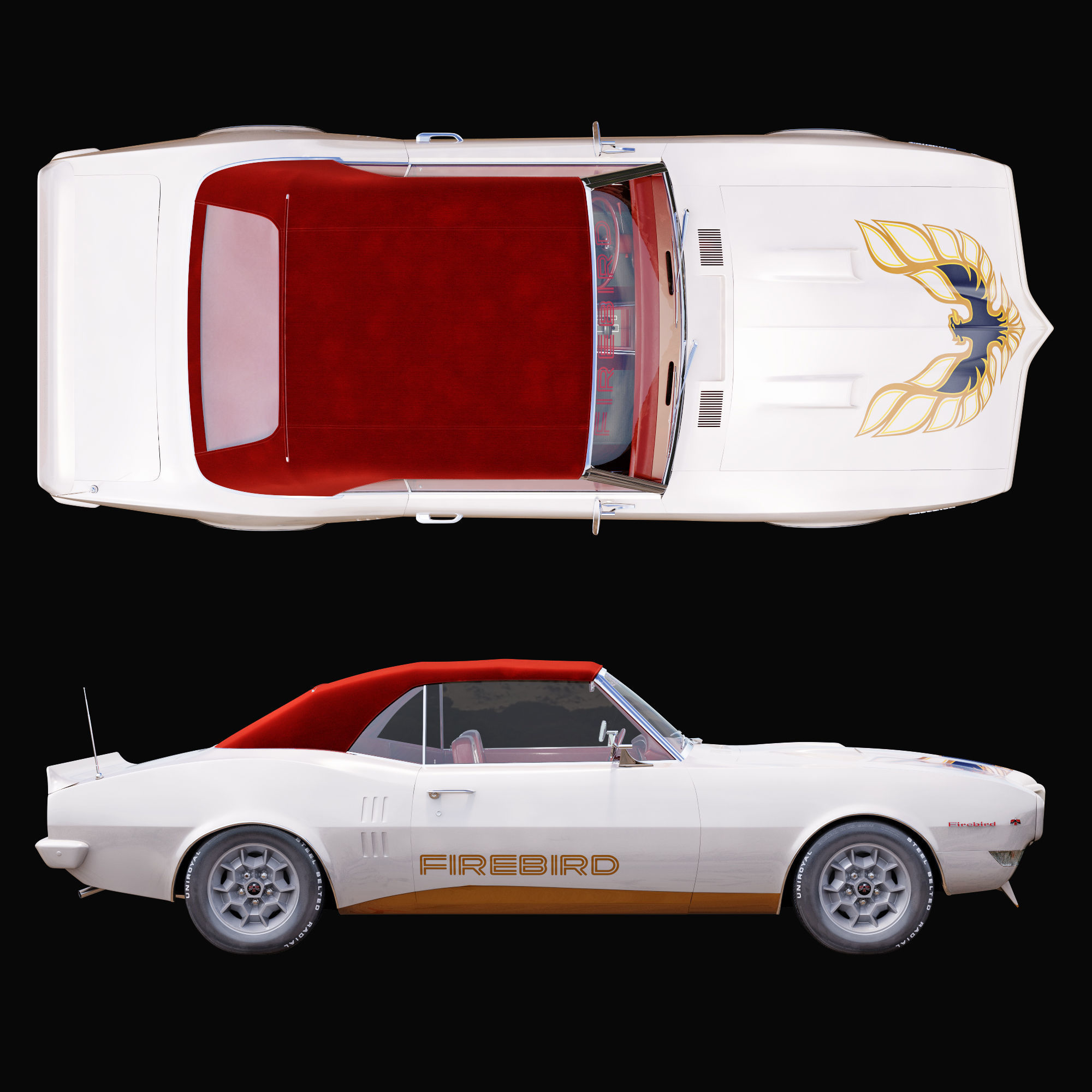 Pontiac firebird 1968 convertible custom 3D model_11