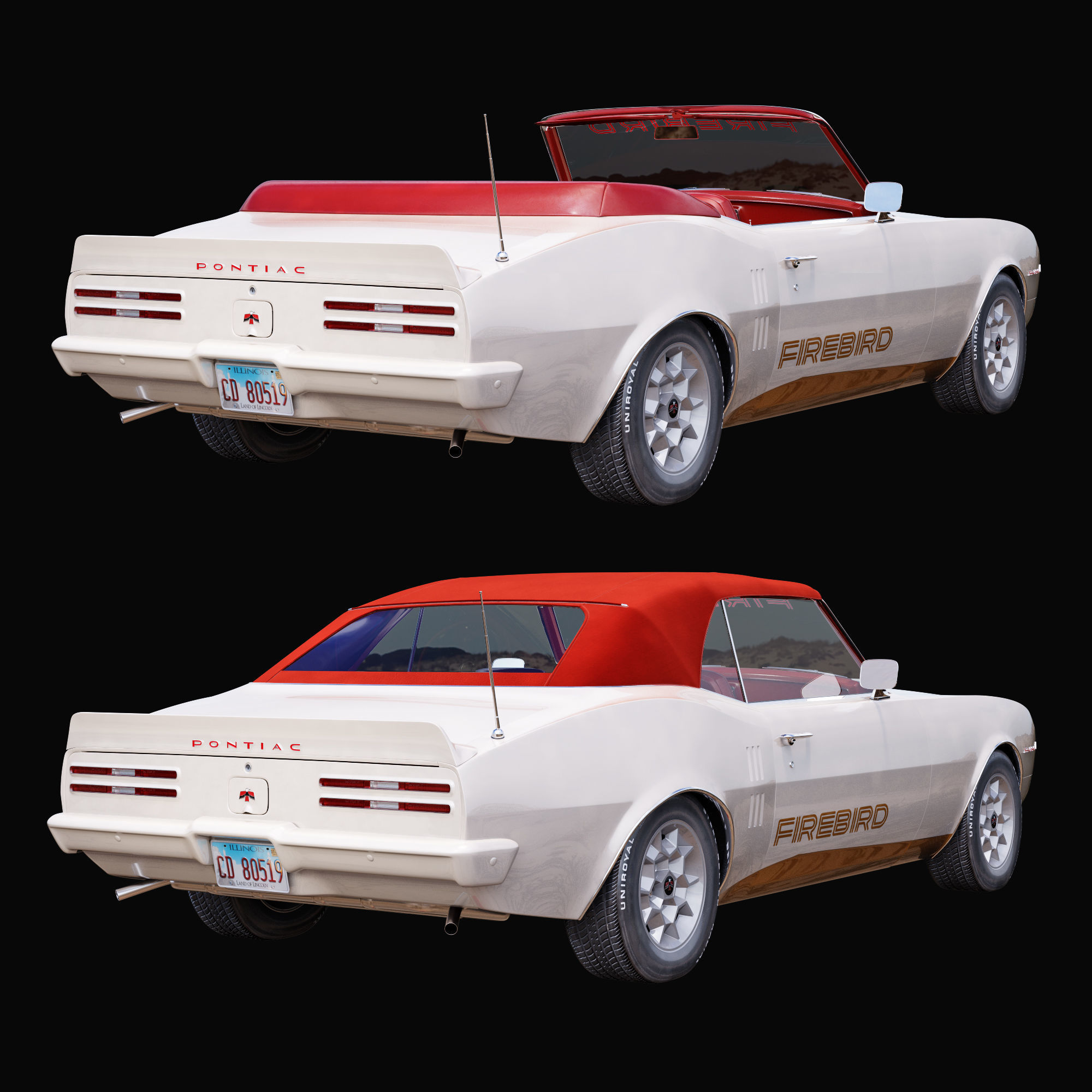 Pontiac firebird 1968 convertible custom 3D model_13