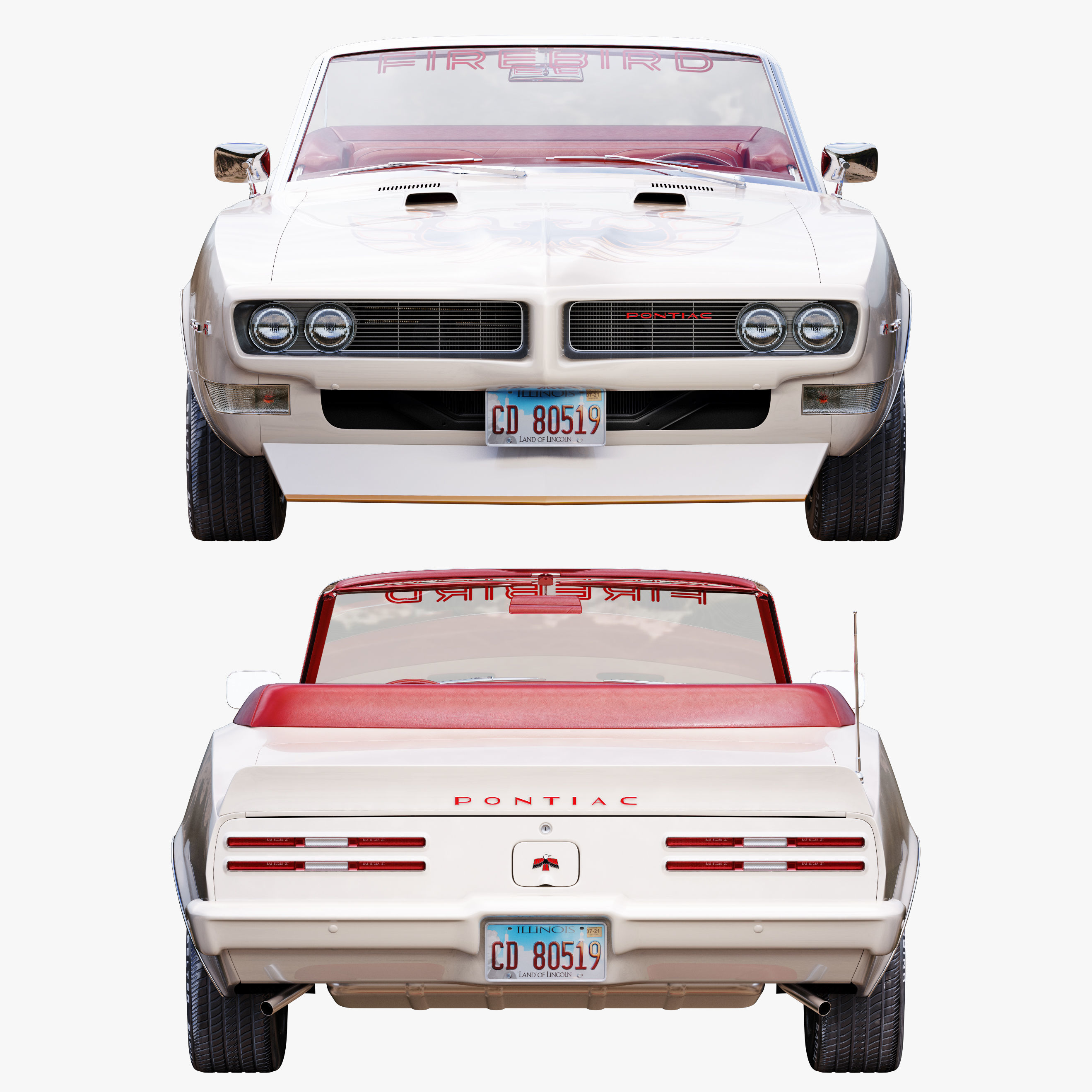 Pontiac firebird 1968 convertible custom 3D model_6