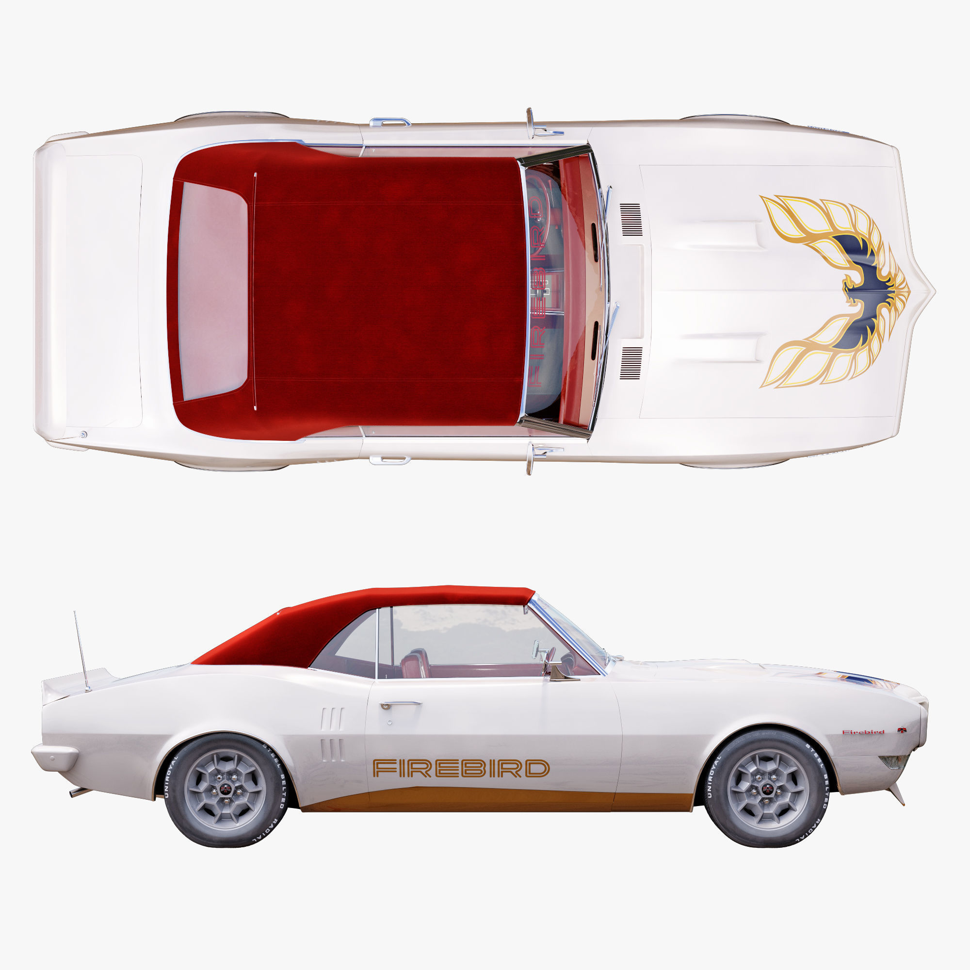 Pontiac firebird 1968 convertible custom 3D model_2