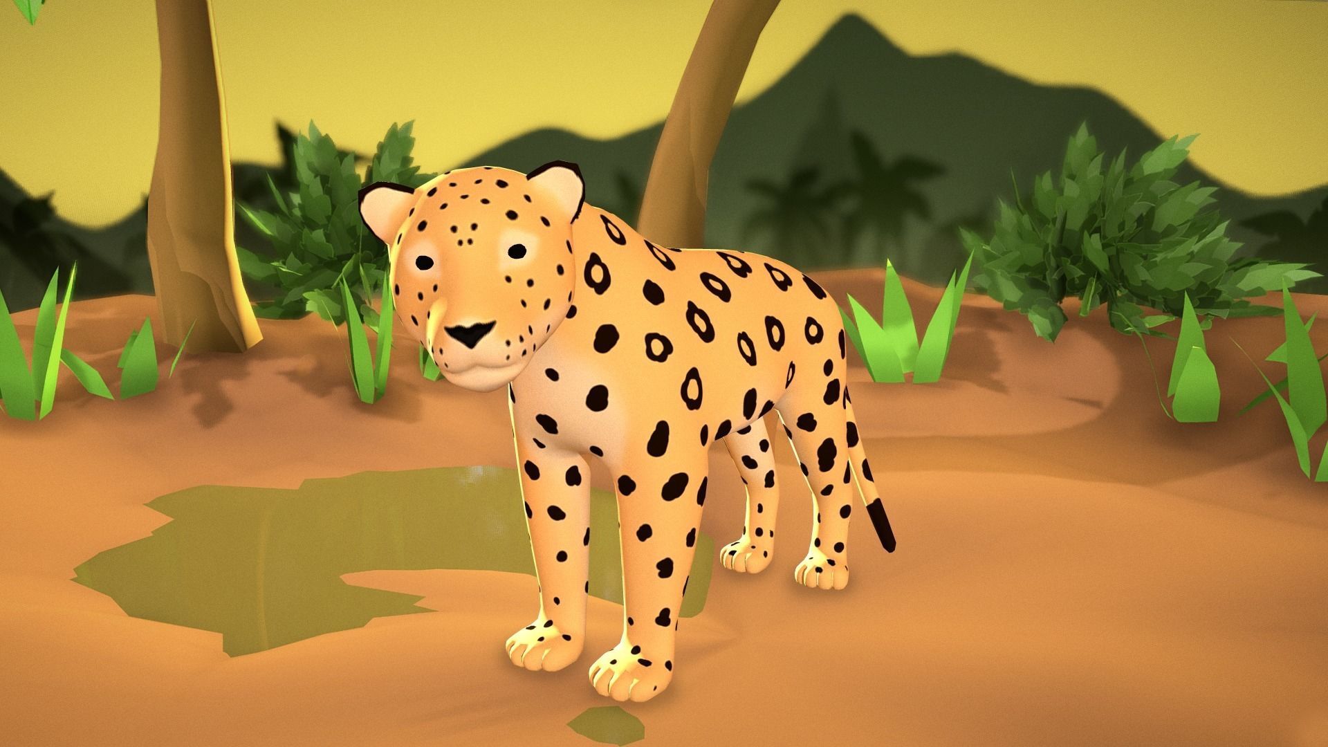 Jaguar - Stylized Low-poly 3D model_2