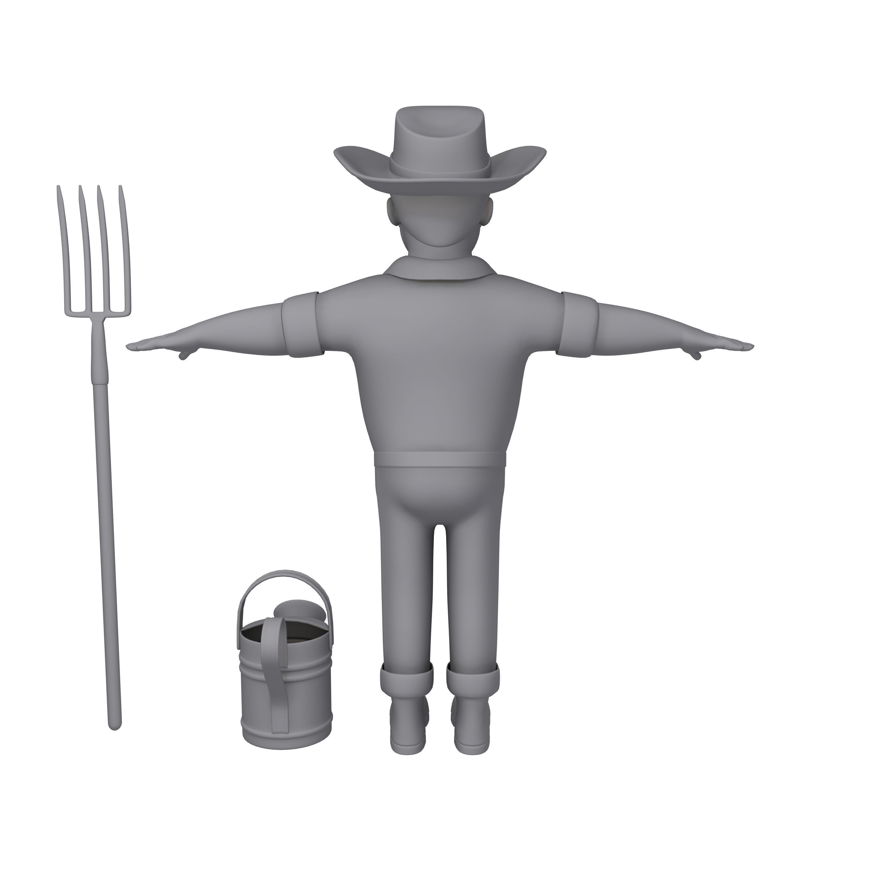 Farmer 03 Cartoon 3D model_10