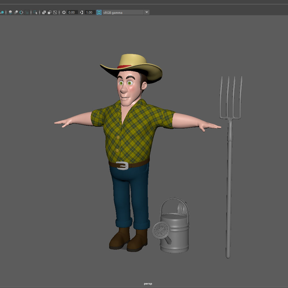 Farmer 03 Cartoon 3D model_12
