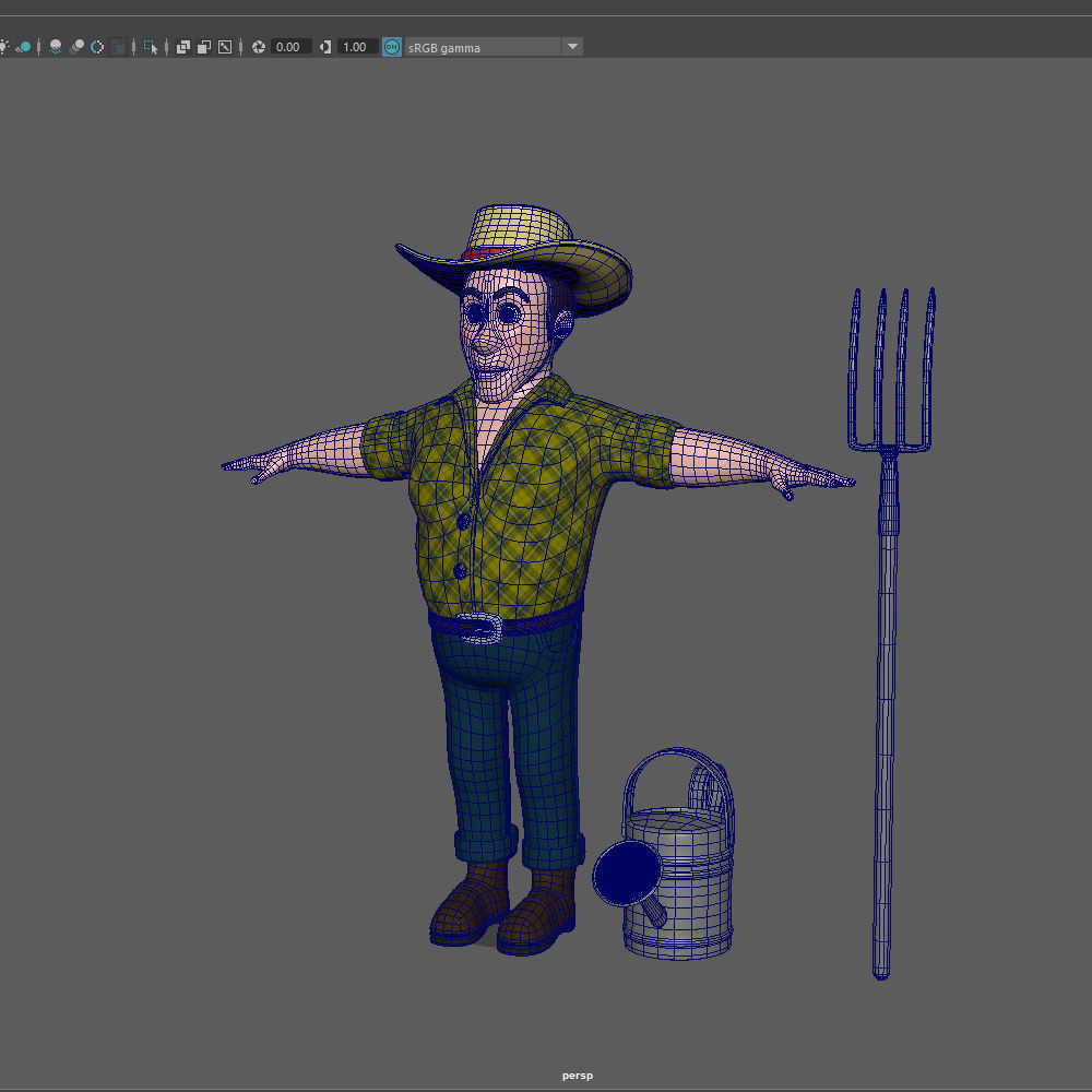 Farmer 03 Cartoon 3D model_13