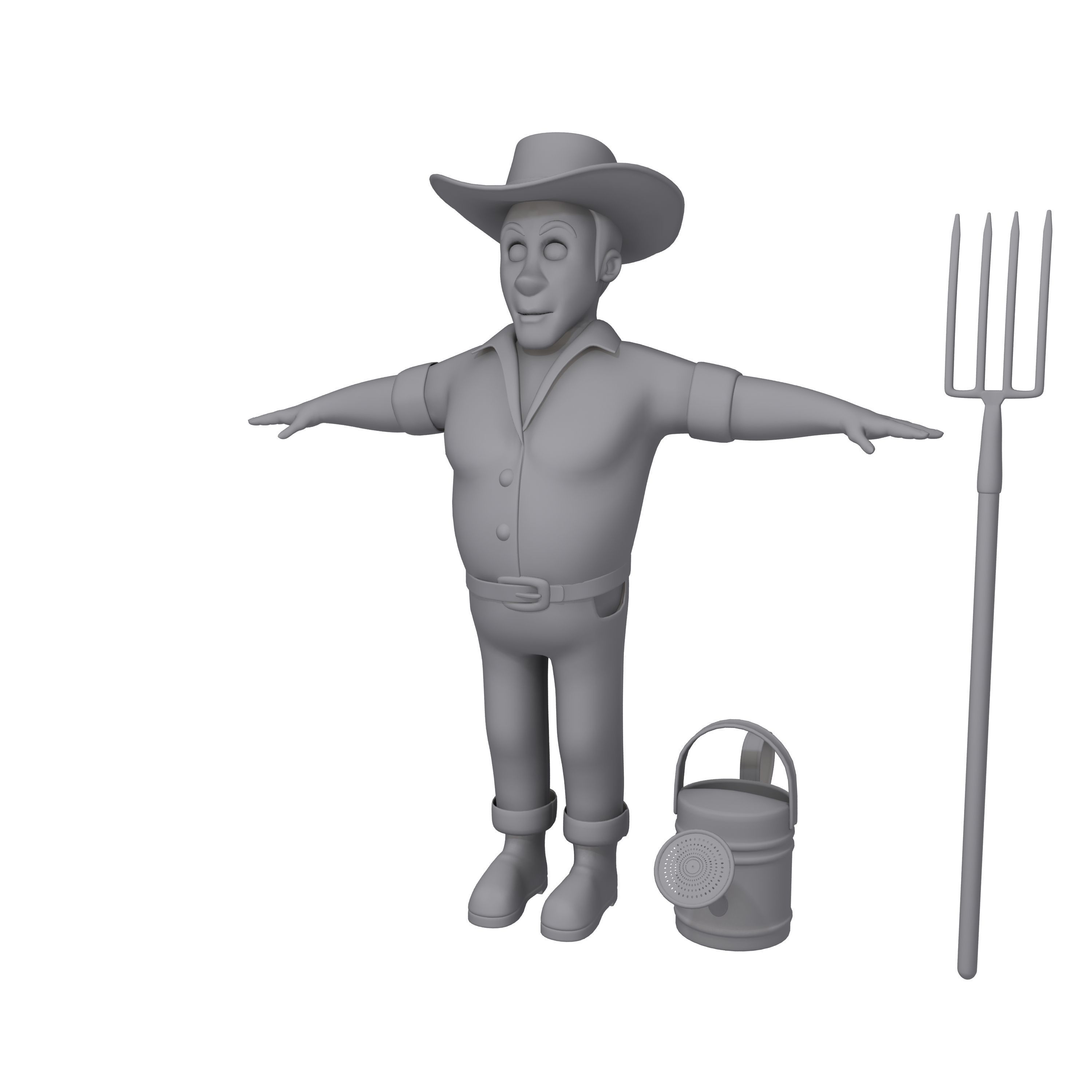 Farmer 03 Cartoon 3D model_11