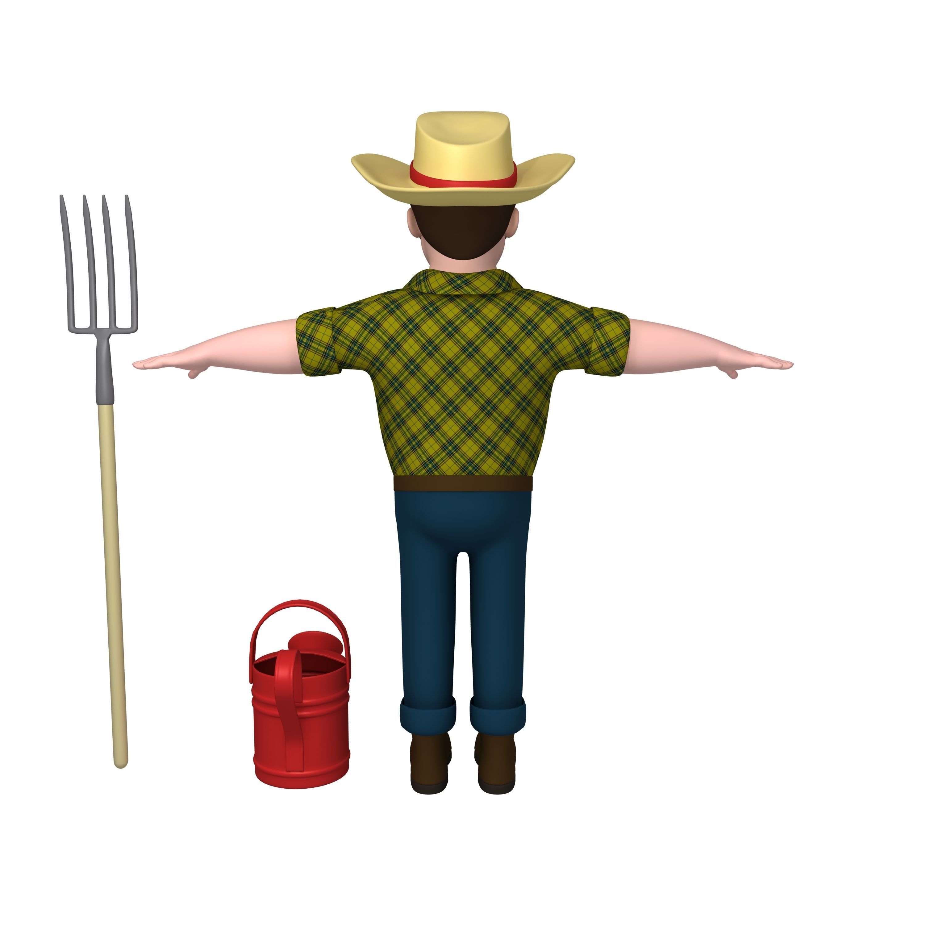 Farmer 03 Cartoon 3D model_2