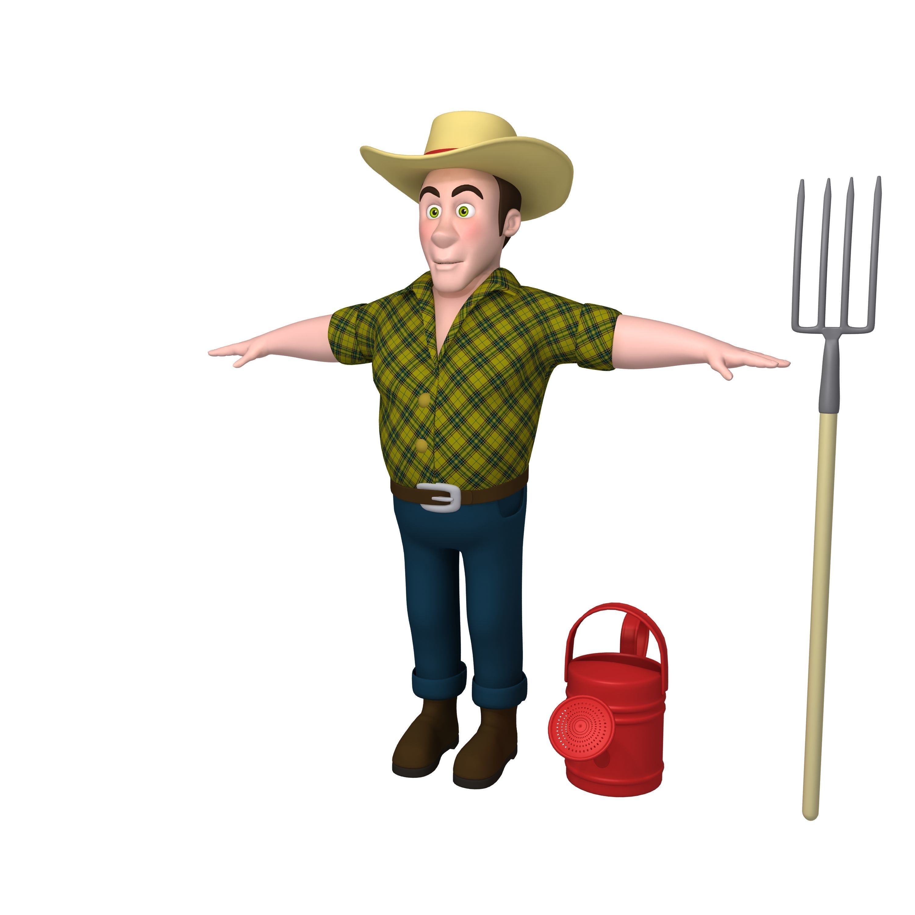 Farmer 03 Cartoon 3D model_3