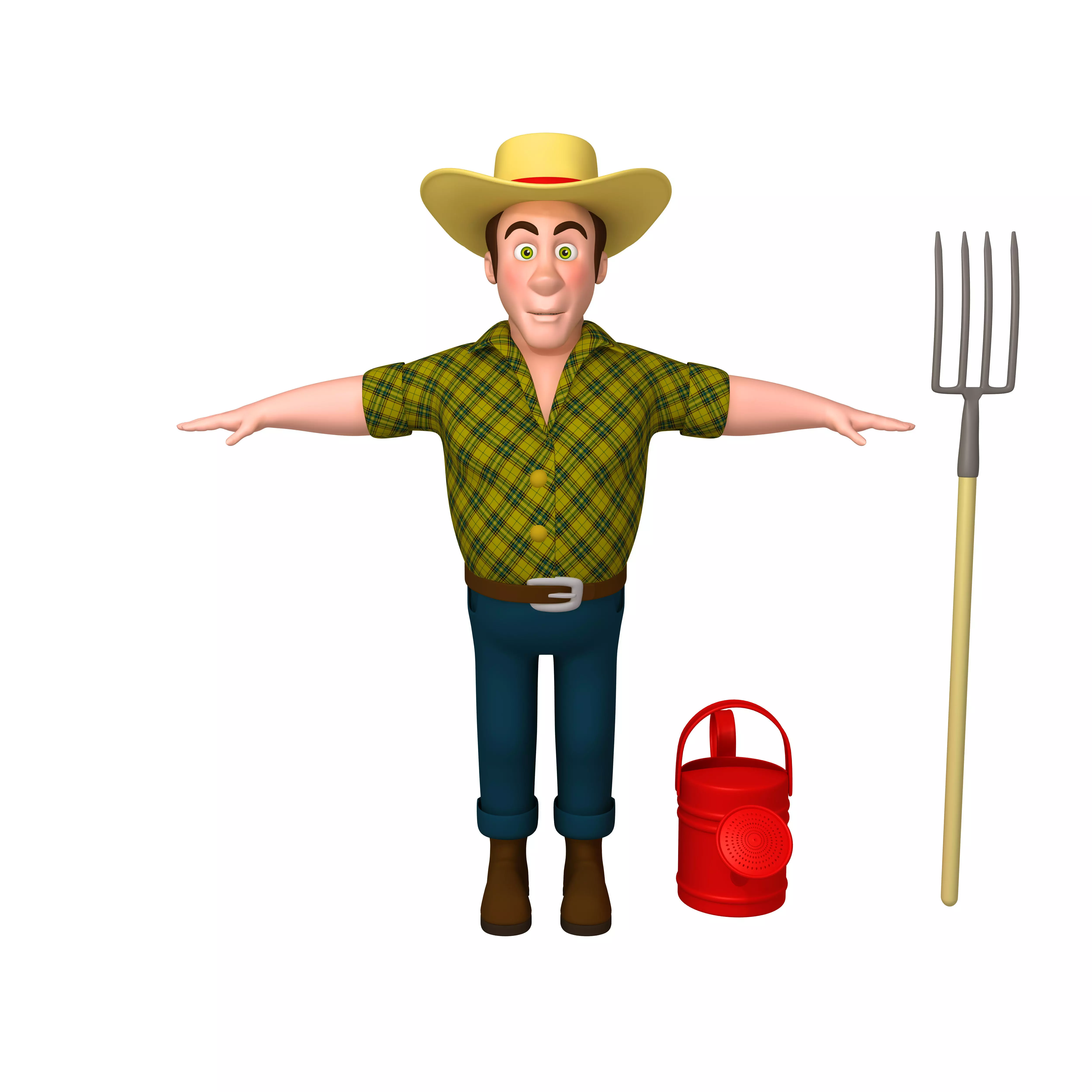 Farmer 03 Cartoon 3D model_0