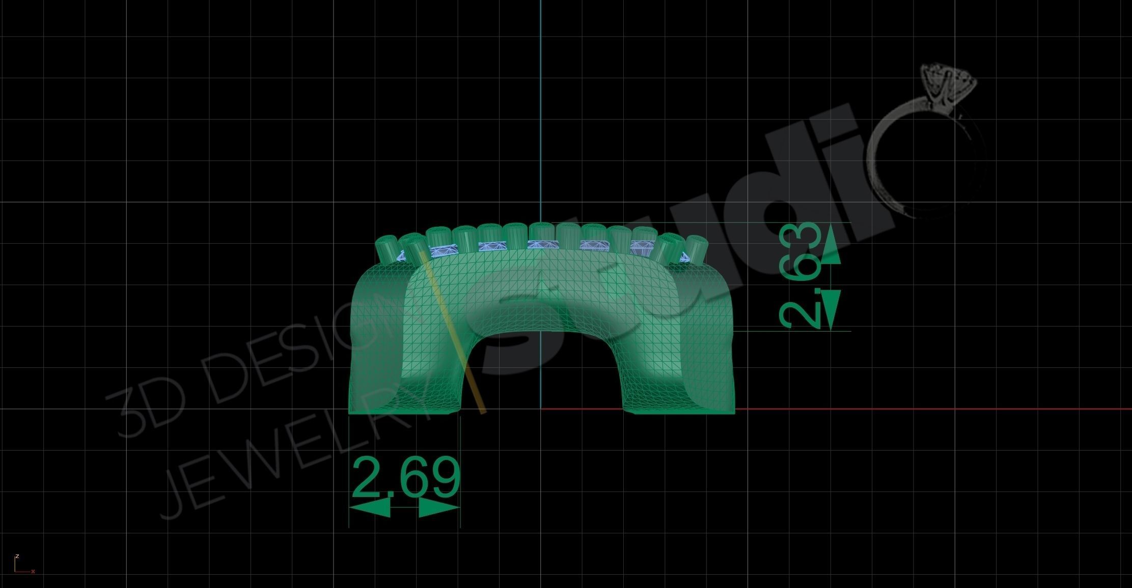 Luxury cuban chainlink 3d model with gems  3D print model_5