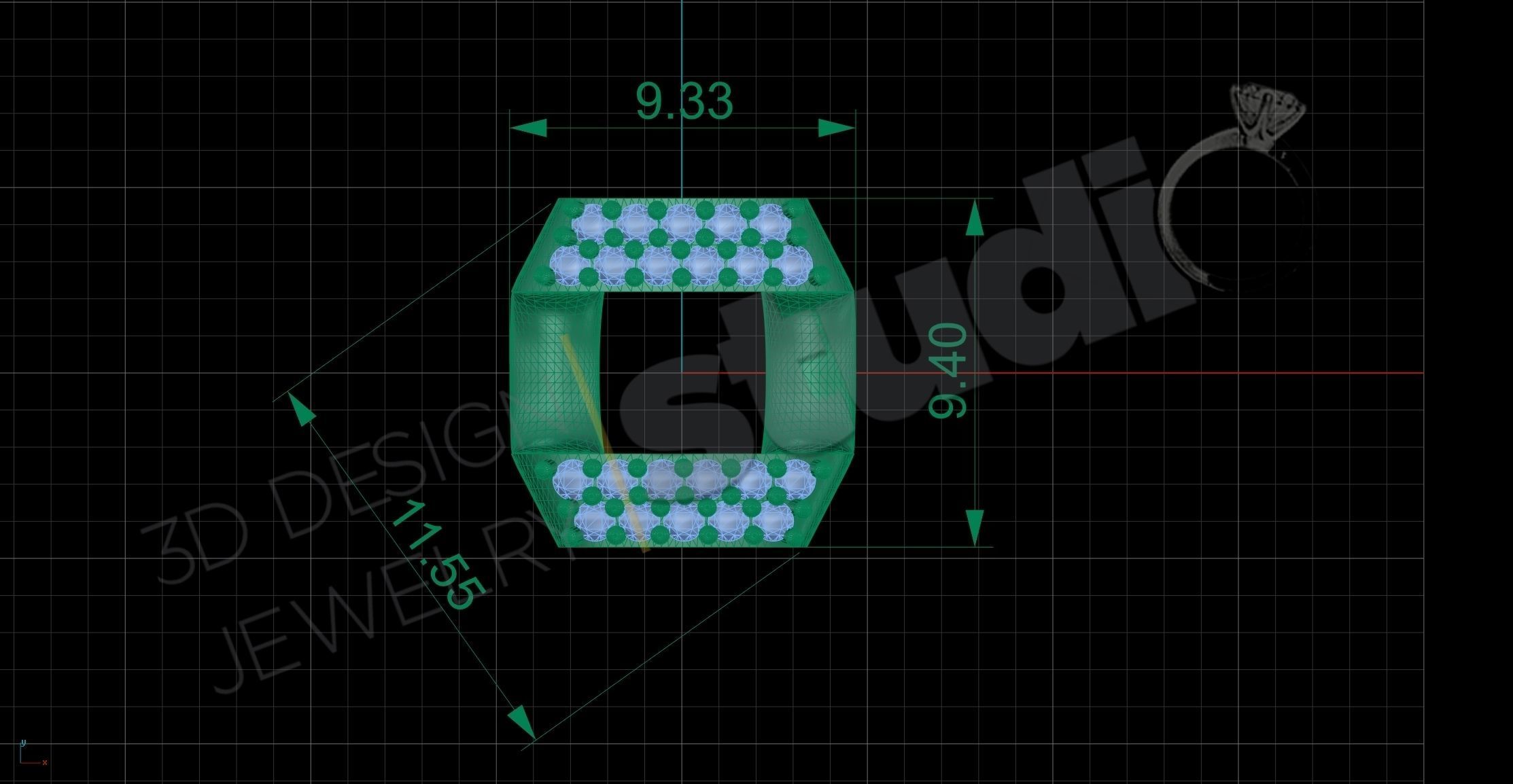 Luxury cuban chainlink 3d model with gems  3D print model_4