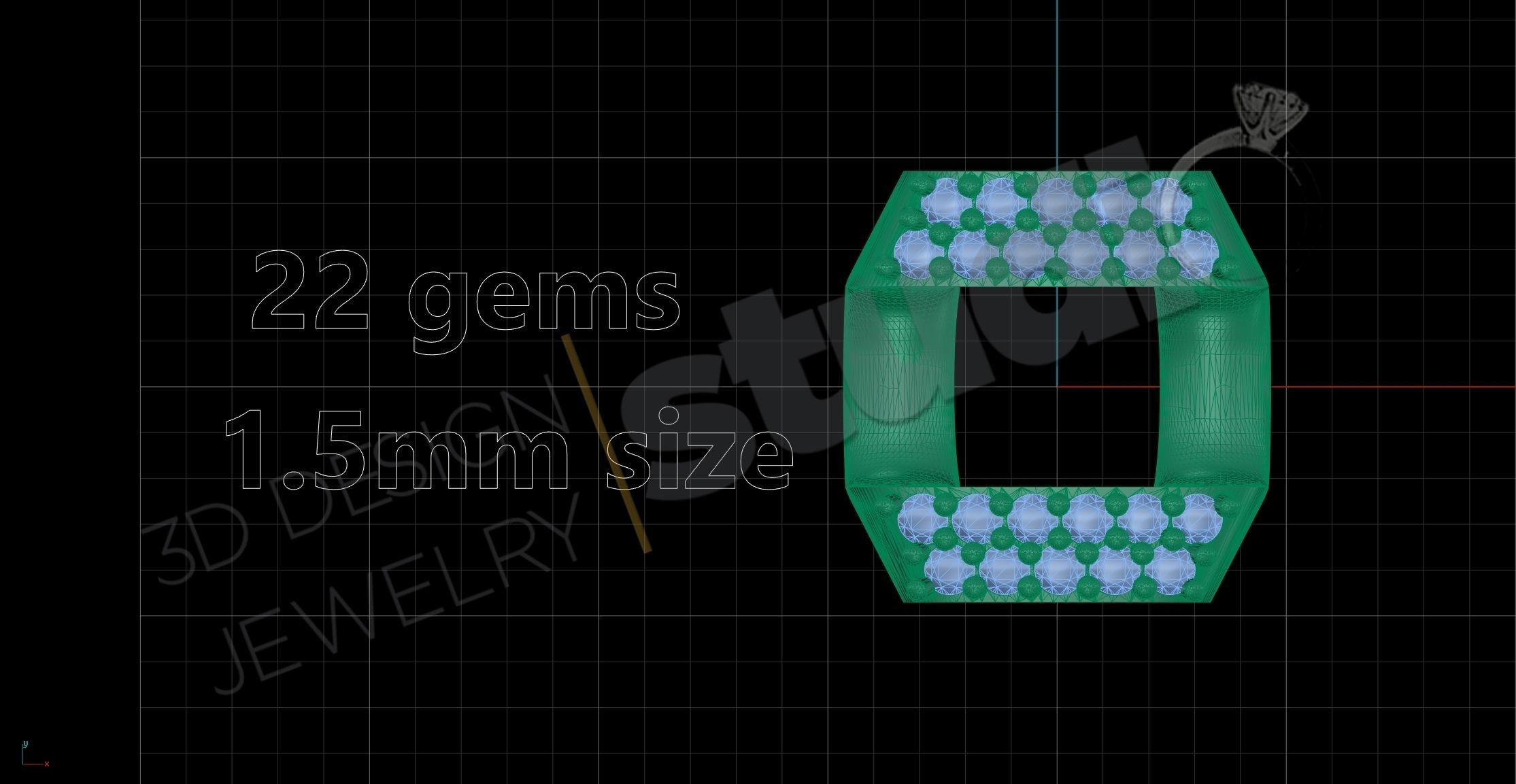 Luxury cuban chainlink 3d model with gems  3D print model_7