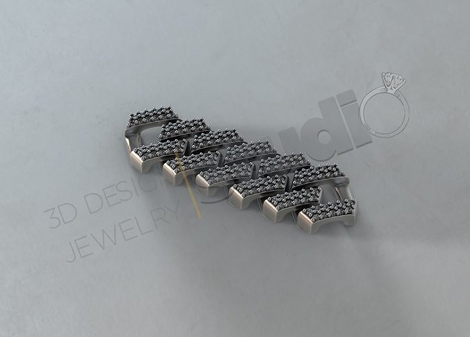Luxury cuban chainlink 3d model with gems  3D print model